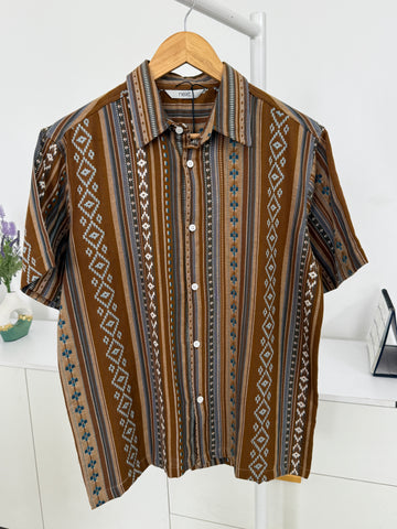 ZYNA Men's Rustic Aztec Striped Shirt
