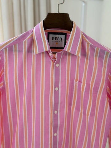 "Multicolor Vertical Striped Casual Shirt – Pink & Pastel Tones