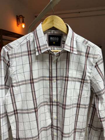 Retro Burgundy Windowpane Plaid Shirt