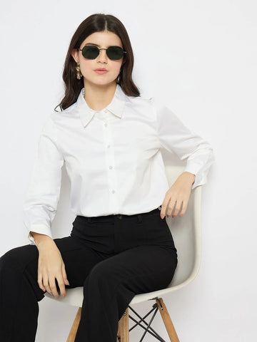 ZYNA Black & White Cotton Blend Shirt