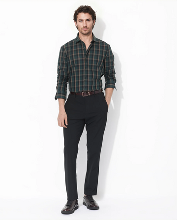 COTTON CHECKS SHIRT SHILOH - DARK GREEN