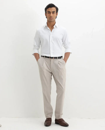 REGULAR FIT PLAIN CASUAL WHITE SHIRT