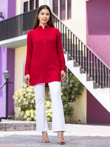 Women Longline Standard Fit Casual Tops