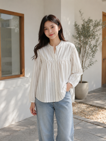ZYNA Luna Stripe Cotton Blouse