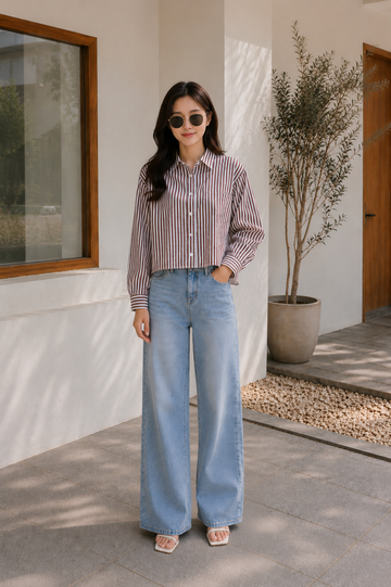 ZYNA Monroe Cropped Stripe Shirt