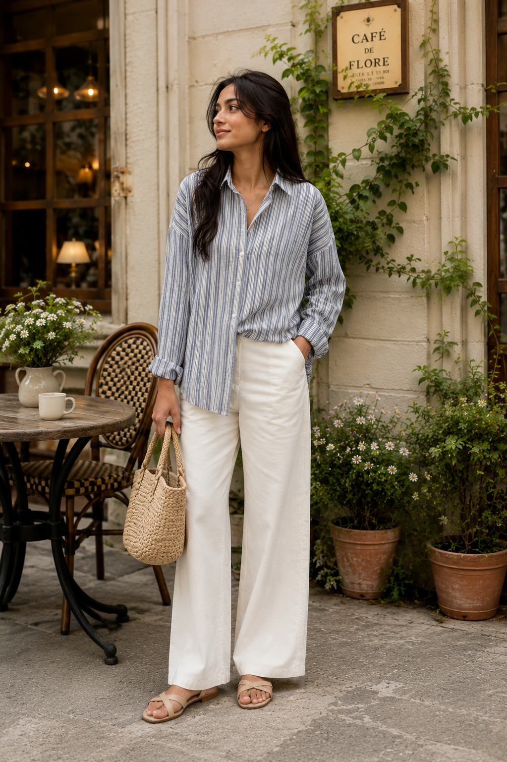 Zyna Blue Classic Striped Shirt