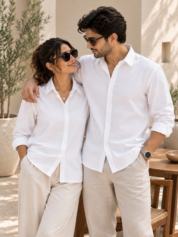 Couple Matching White Casual Shirts
