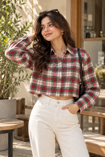 Zara Checked Cropped Shirt