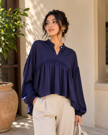 Cosmic Purple Long Sleeve Blouse