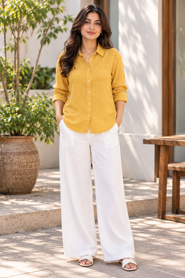 Women’s Mustard Yellow Linen Shirt