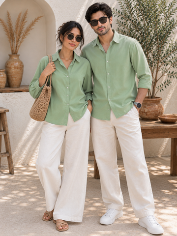 Sage Green Couple Matching Shirts