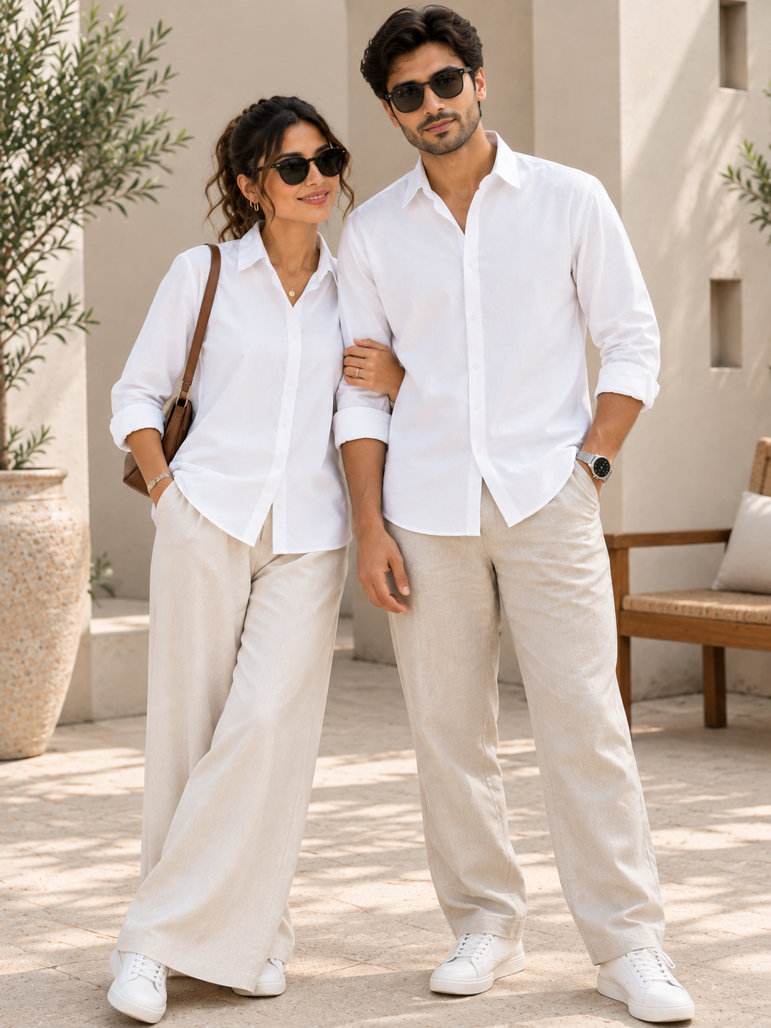 Couple Matching White Casual Shirts