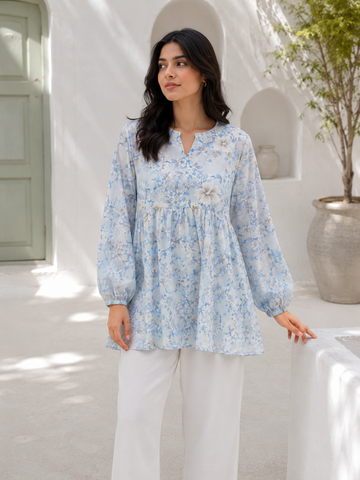 Women's Floral Printed Peplum Top