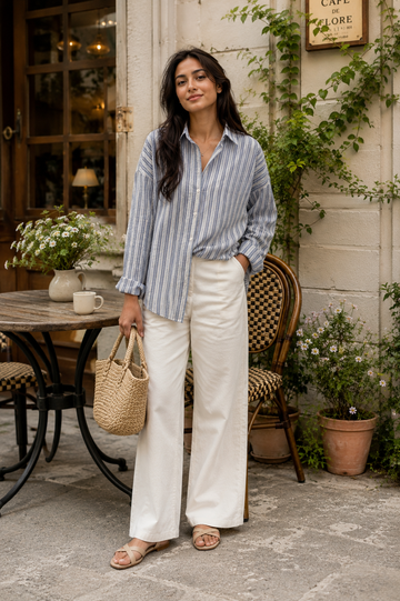 Zyna Blue Classic Striped Shirt