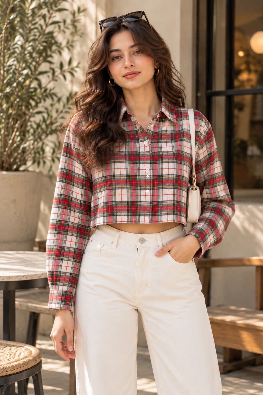 Zara Checked Cropped Shirt