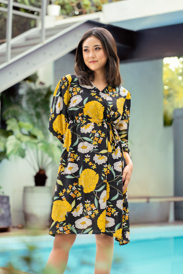 Amber Petal Wrap Dress