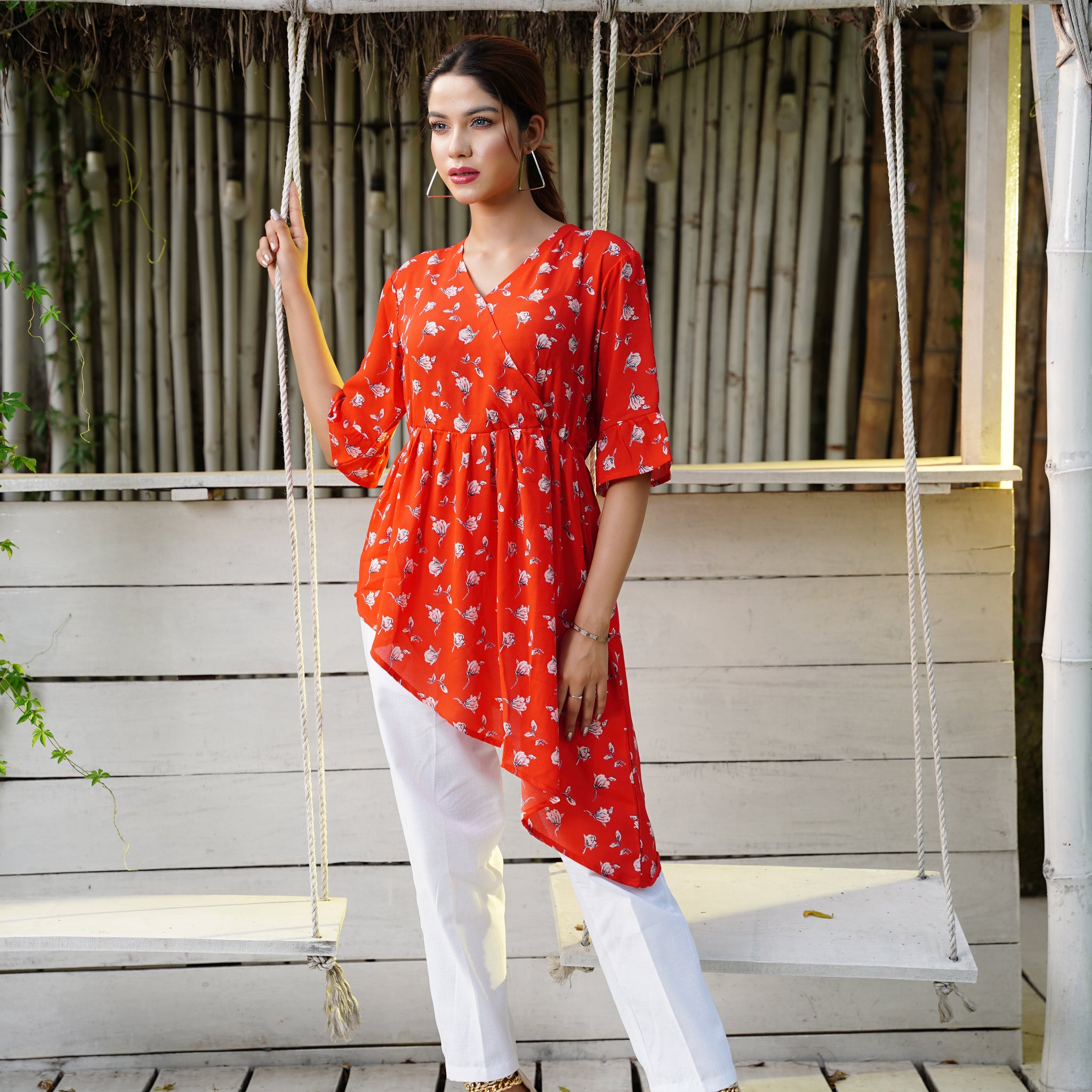 Ember Bloom Wrap Tunic