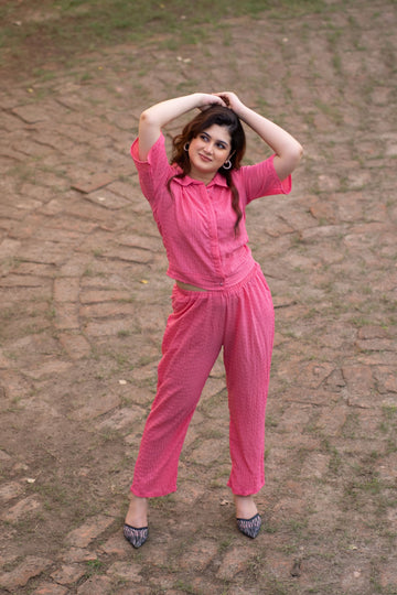 Pink Short Sleeve Co-Ord Set