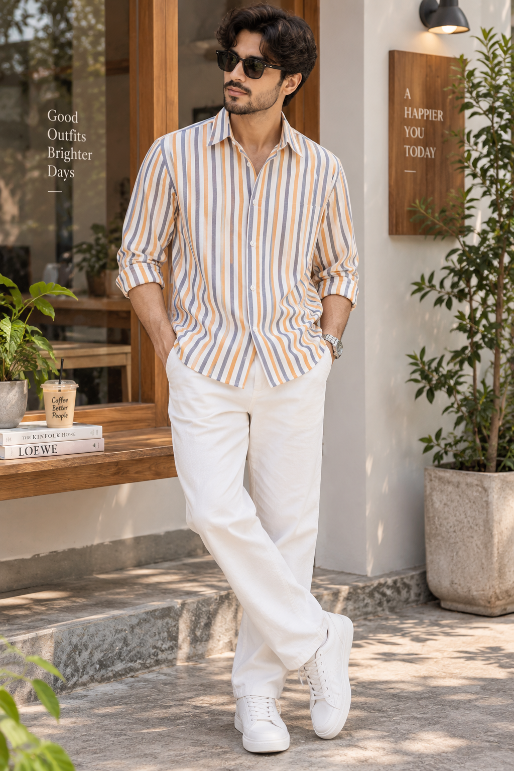 Ivory Multi-Stripe Casual Shirt