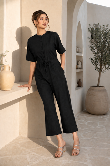 Women’s Black Button Front Jumpsuit