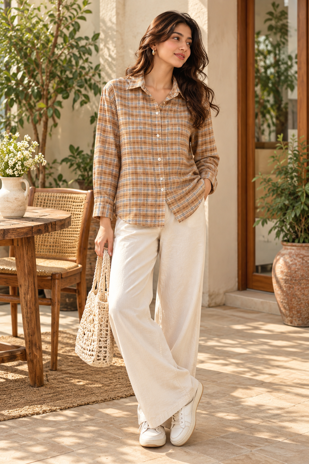 Hazelnut Plaid Relaxed Shirt