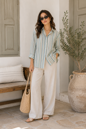 Coastal Blue Striped Linen Shirt