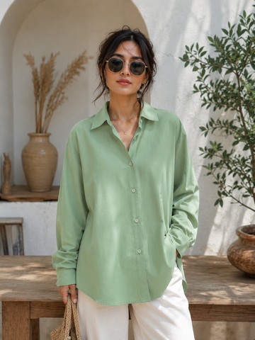 Sage Green Relaxed Fit Button Down Shirt