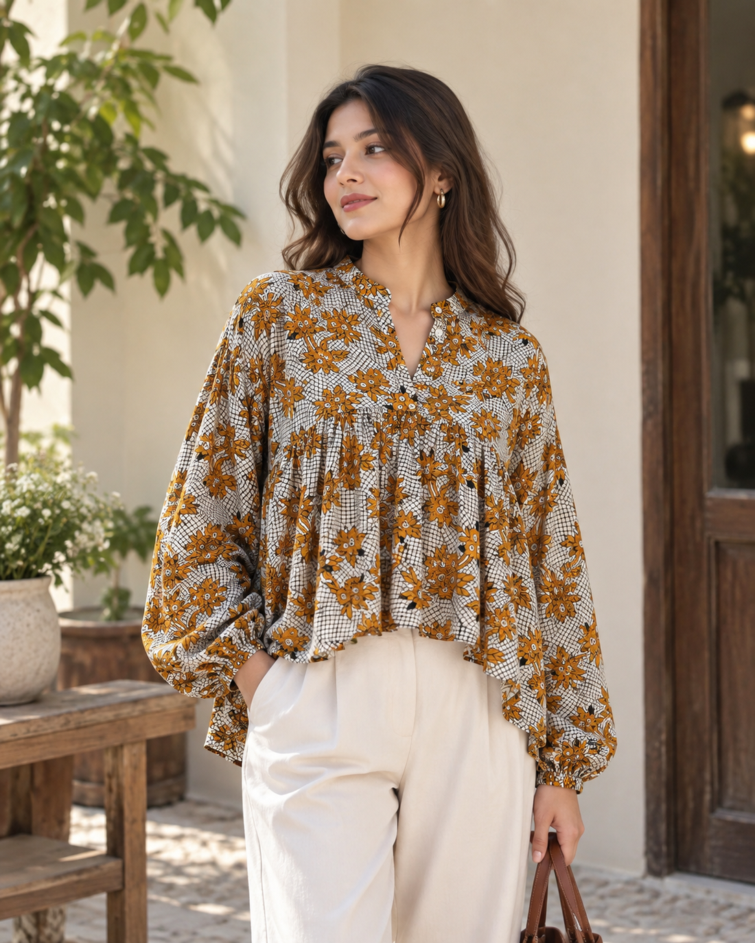 Floral Printed Peplum Top