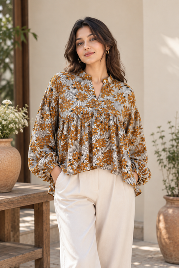 Floral Printed Peplum Top