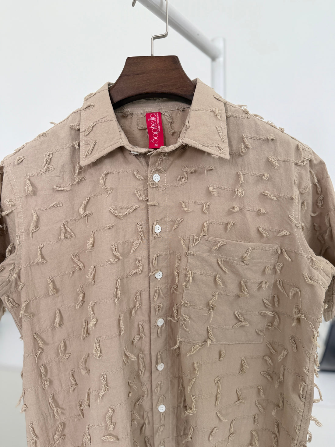 Loose Weave Fringe Design Oversized Shirt