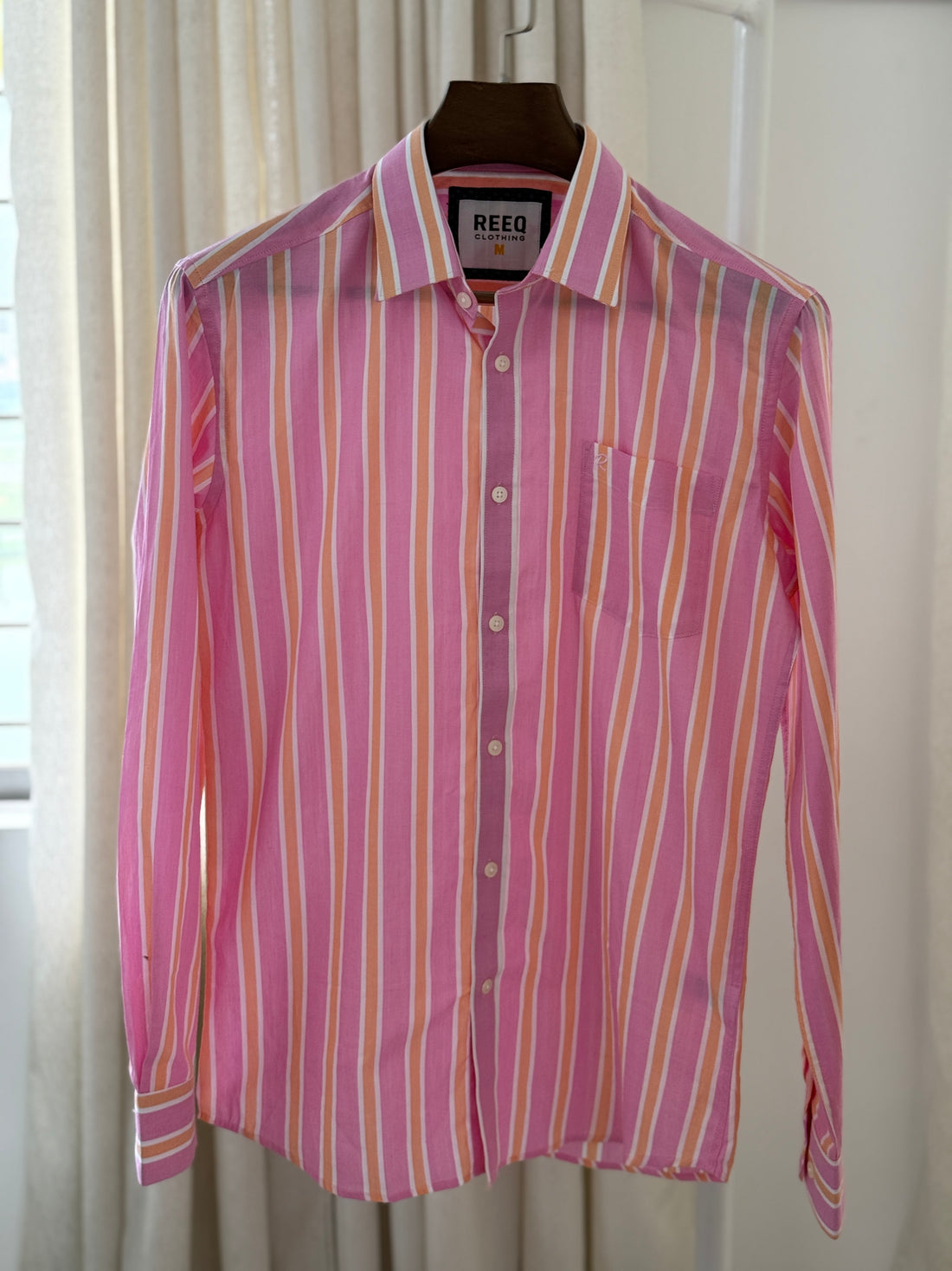 "Multicolor Vertical Striped Casual Shirt – Pink & Pastel Tones