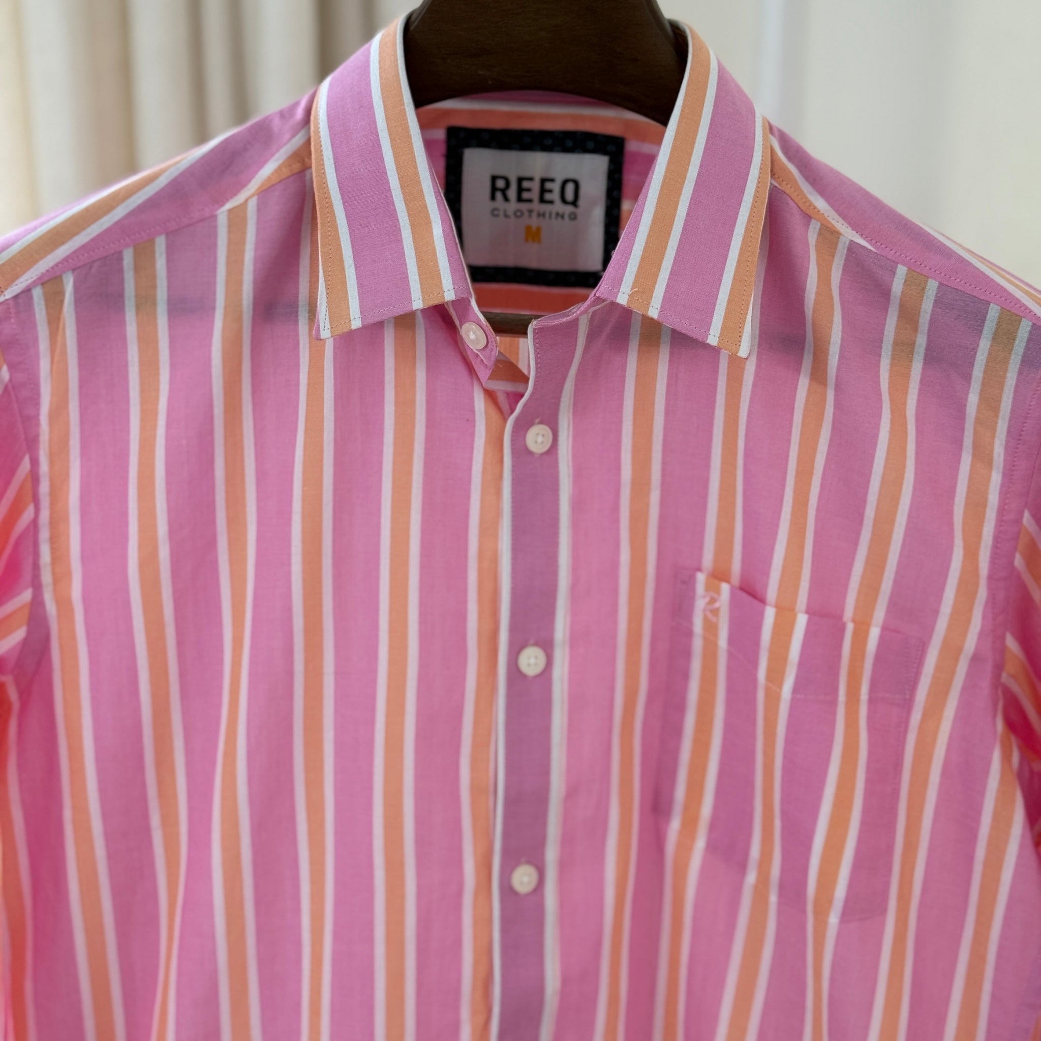 "Multicolor Vertical Striped Casual Shirt – Pink & Pastel Tones