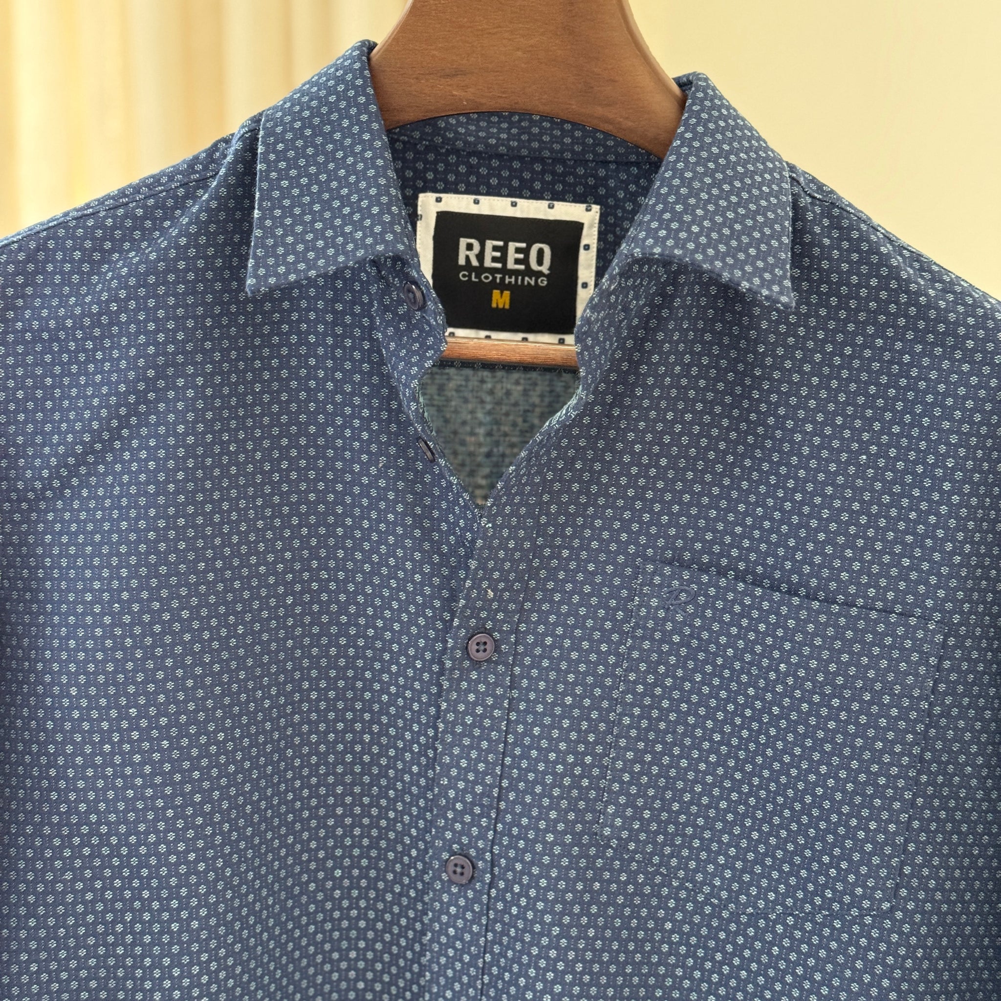 Navy Blue Microprint Shirt for Smart Casual Style