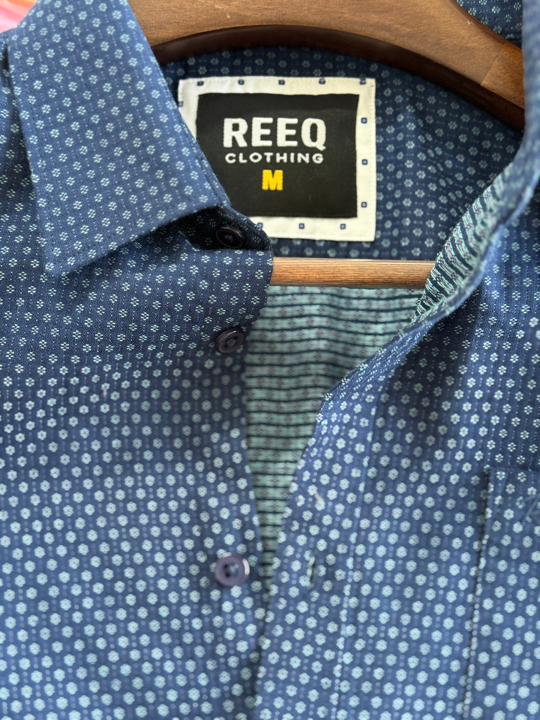 Navy Blue Microprint Shirt for Smart Casual Style