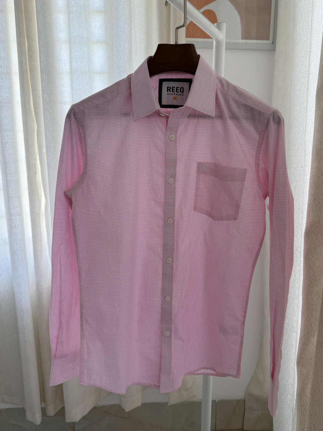 Men’s Pink Micro-Check Shirt