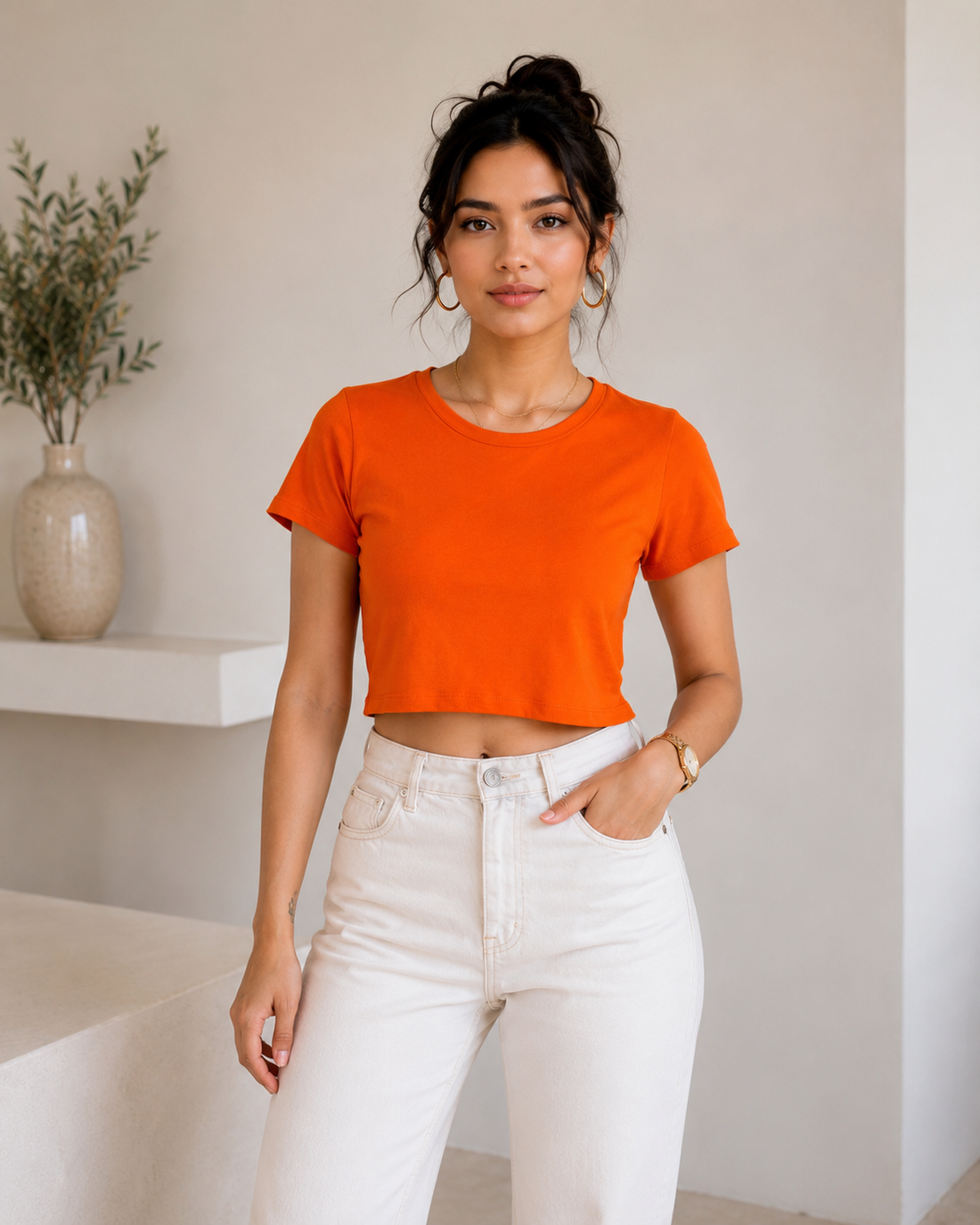 Women's Essential Cotton Crop T-Shirt