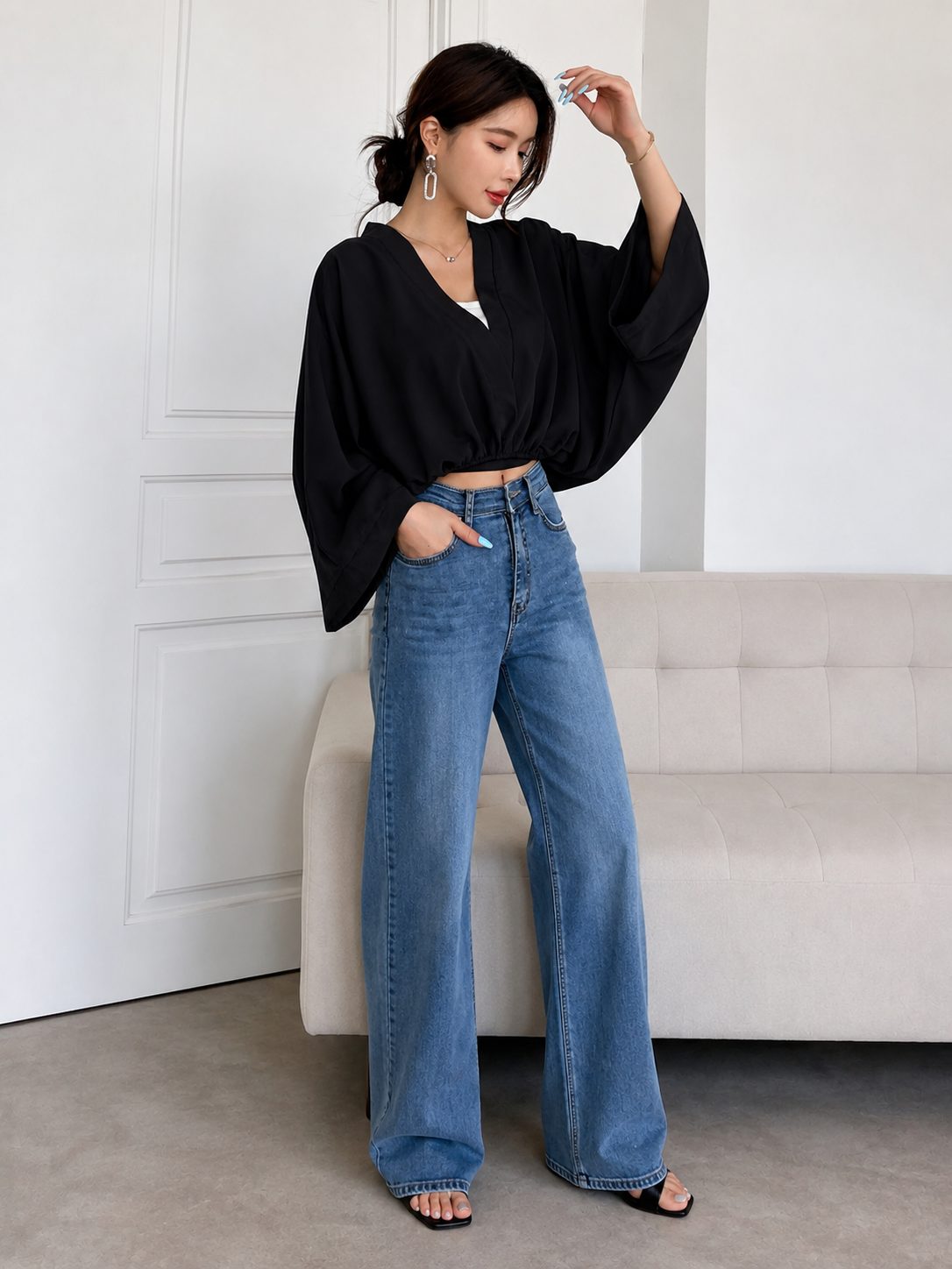 Kimono Sleeve Wrap Top