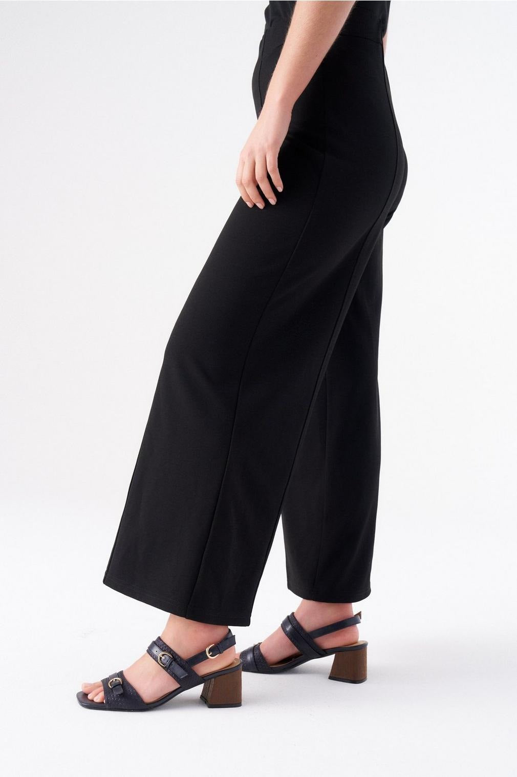 ZYNA HIGH WAIST WIDE LEG PANTS BLACK