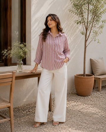 Zyna Blush Stripe Button-Up Shirt