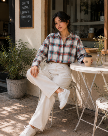Women’s Checked Oversized Crop Shirt