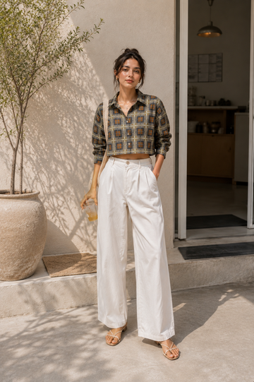 Women's Vintage Check Cropped Shirt
