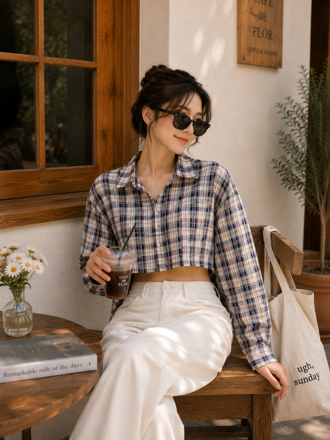 Autumn Check Cropped Shirt