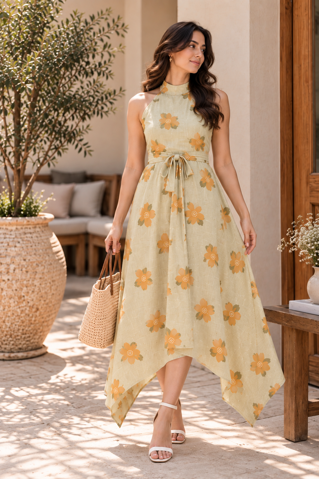 Aurelia Floral Halter Neck Maxi Dress