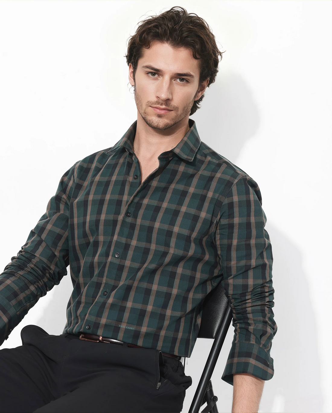 COTTON CHECKS SHIRT SHILOH - DARK GREEN