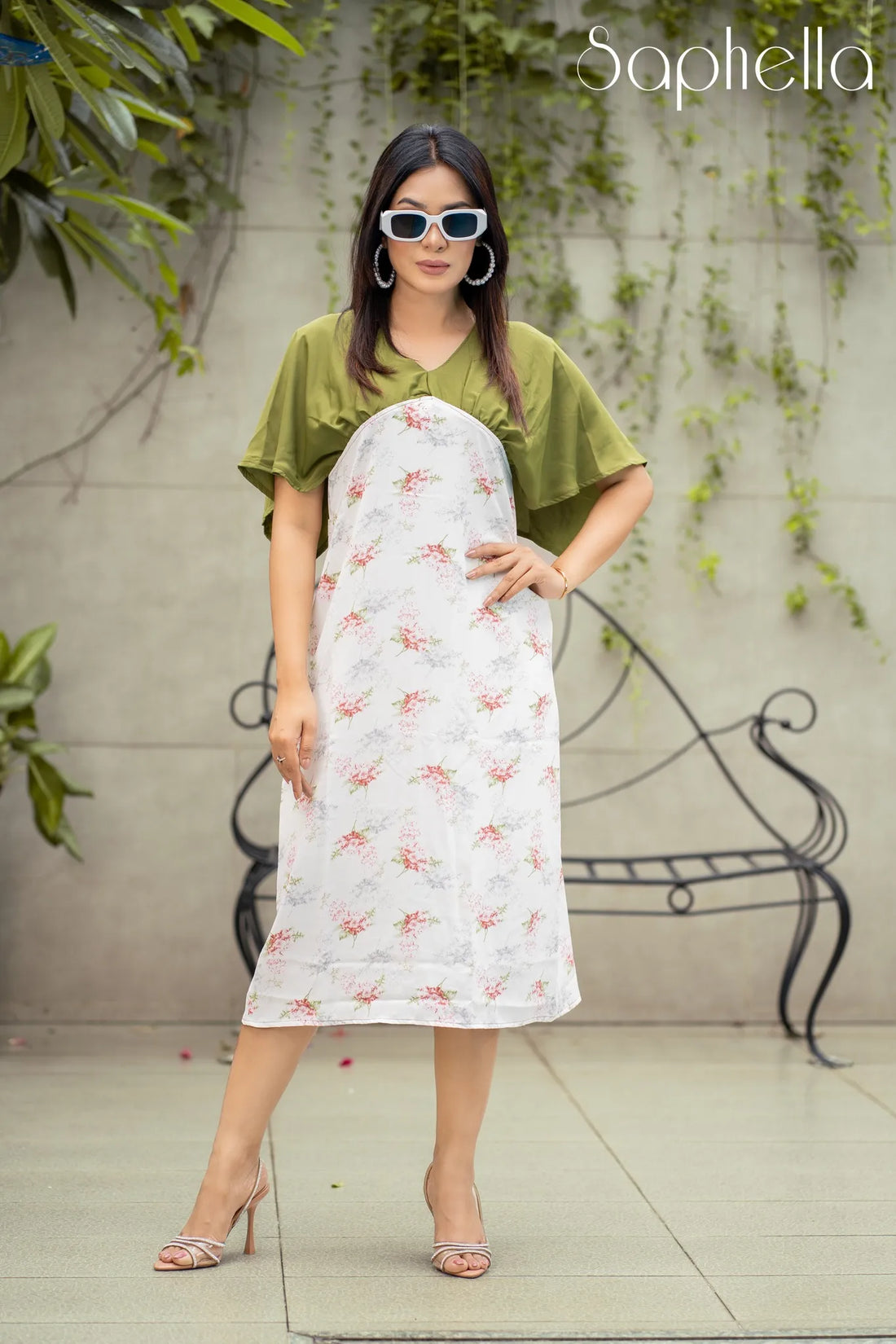Layered Floral Midi Dress
