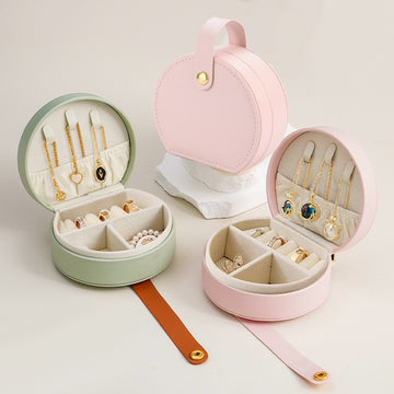 Cross-Border New Pu Leather Jewelry Box, High-End Travel Portable Jewelry Storage Box, Ring Necklace Jewelry Box