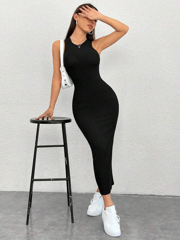 FlexCurve Black Midi Dress