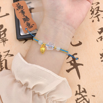 Chic Women's Adjustable For Lotus Flower Bracelet With Southern Red Agate Beads