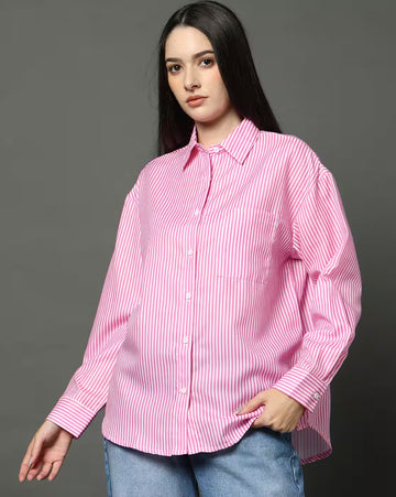 Women’s Pink Stripe Relaxed Fit Shirt