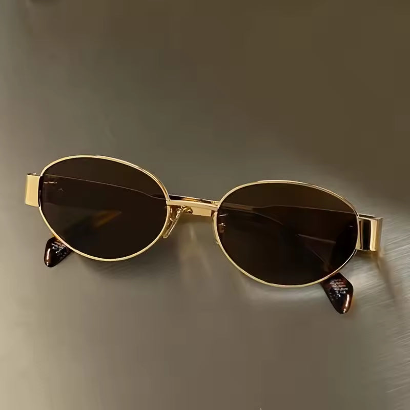 Trendy Oval Sunglasses for Women 2026 Luxury Brand Designer Metal Frame Sun Glasses Ladies Classic Vintage Round Shades Unisex